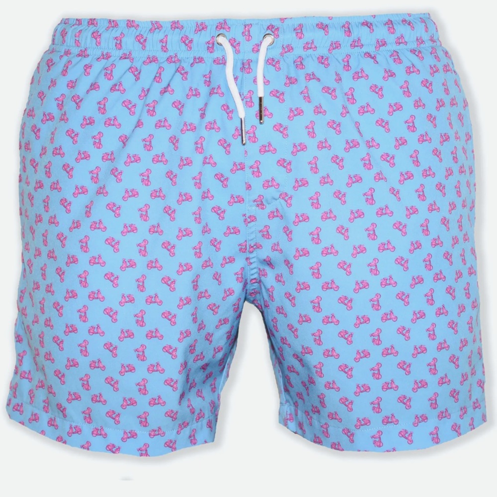 Bermies Men’s Classic Scooter Trunks in Blue & Pink, Medium